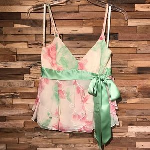 BCBG Max Azria Ruffled Silk Chiffon Top